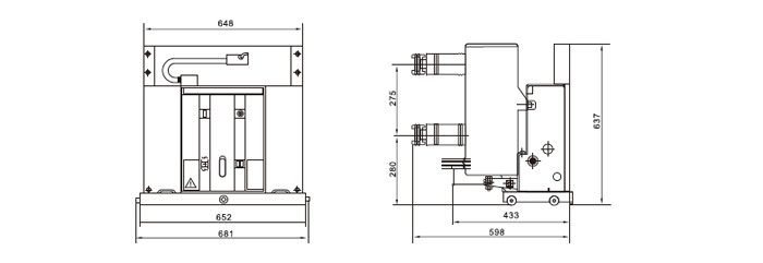 戶內(nèi)固封高壓真空斷路器外形及安裝尺寸 戶內(nèi)固封高壓真空斷路器外形及安裝尺寸